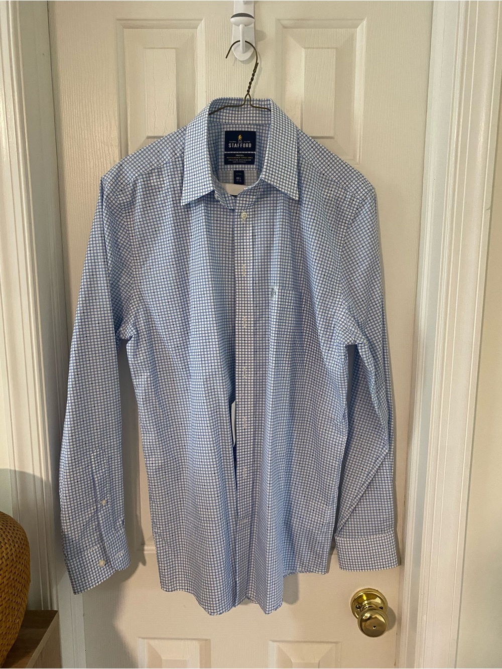 Stafford Light Blue Micro-Check Dress Shirt